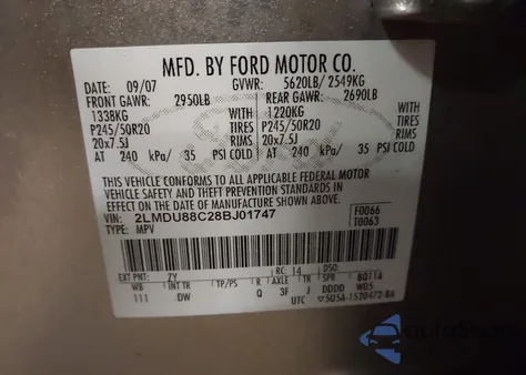 2008 Lincoln Mkx z USA, uszkodzony, nr VIN 2LMDU88C28BJ01747